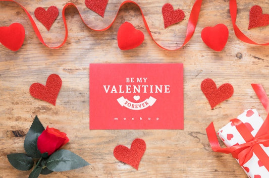 Free Valentine Card Mockup With Composition Of Objects Psd