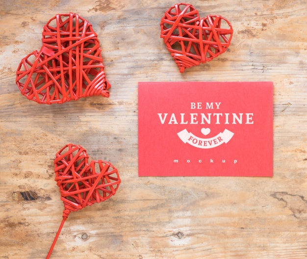 Free Valentine Card Mockup With Composition Of Objects Psd