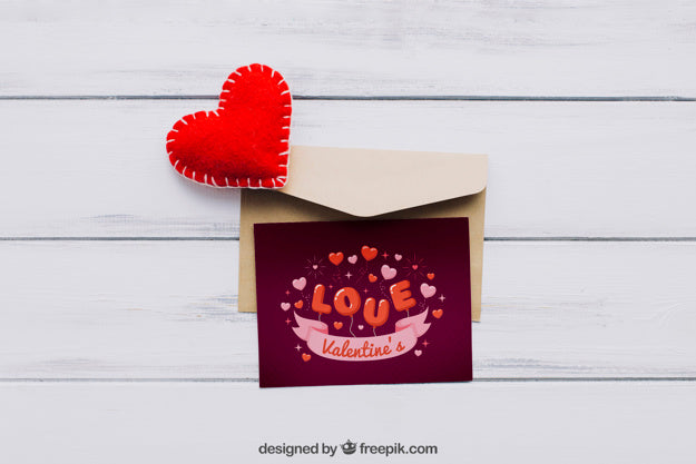 Free Valentine Elements And Card Mockup Psd