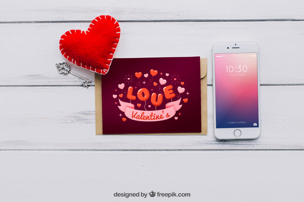 Free Valentine Elements And Frame Mockup Psd