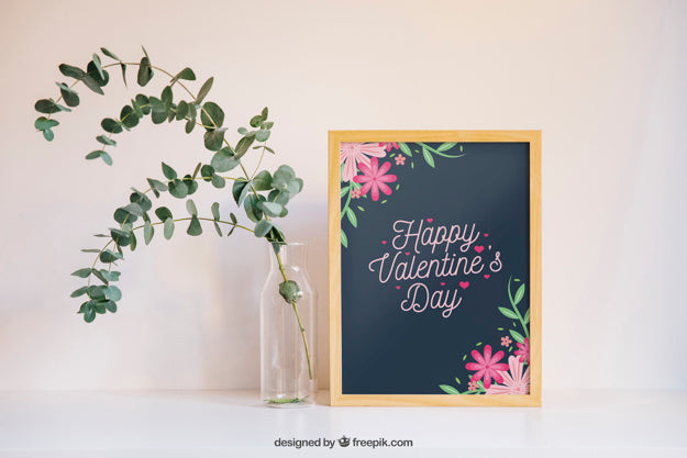 Free Valentine Elements And Frame Mockup Psd