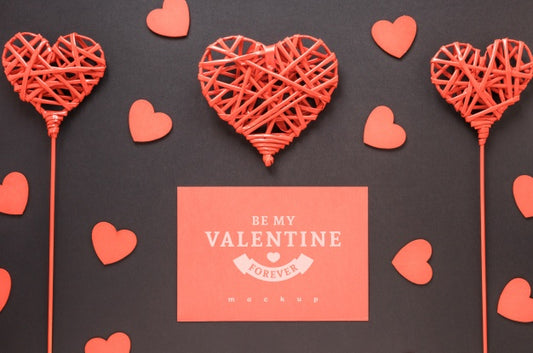 Free Valentines Card Mockup With Decorative Composition Psd