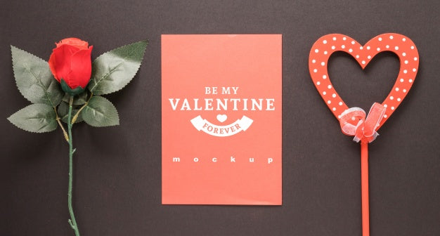 Free Valentines Card Mockup With Decorative Composition Psd