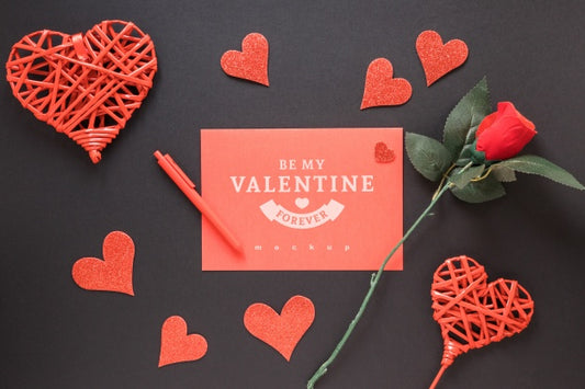 Free Valentines Card Mockup With Decorative Composition Psd