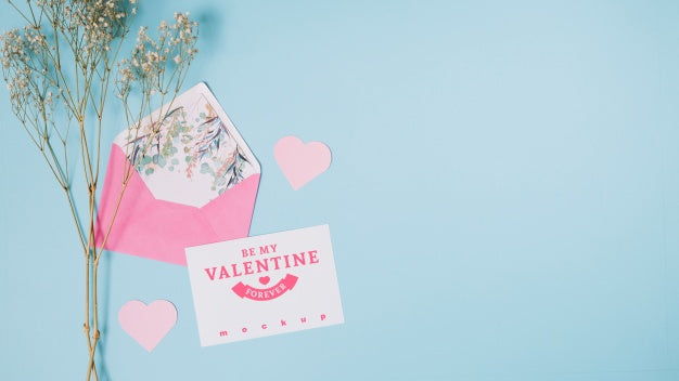 Free Valentines Card Mockup With Decorative Composition Psd