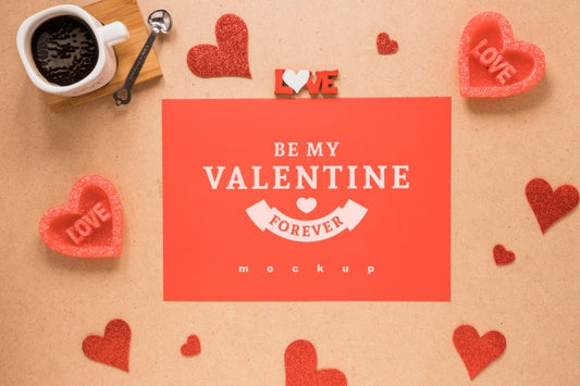 Free Valentines Card Mockup With Decorative Composition Psd