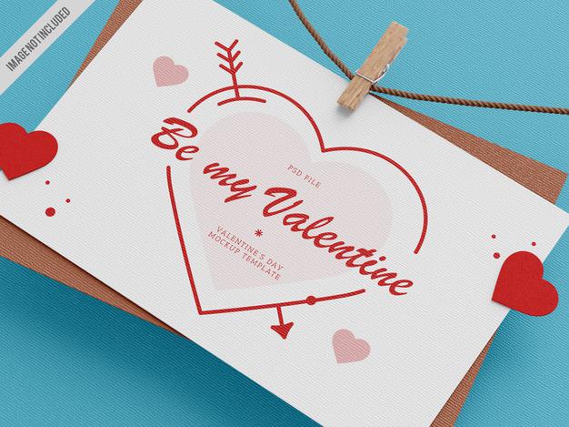 Free Valentines Day Card Mockup Psd