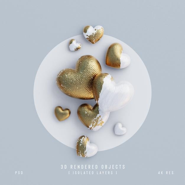 Free Valentines Day Cute Love Hearts Decorative Composition Isolated And Transparent 3D Rendering Psd