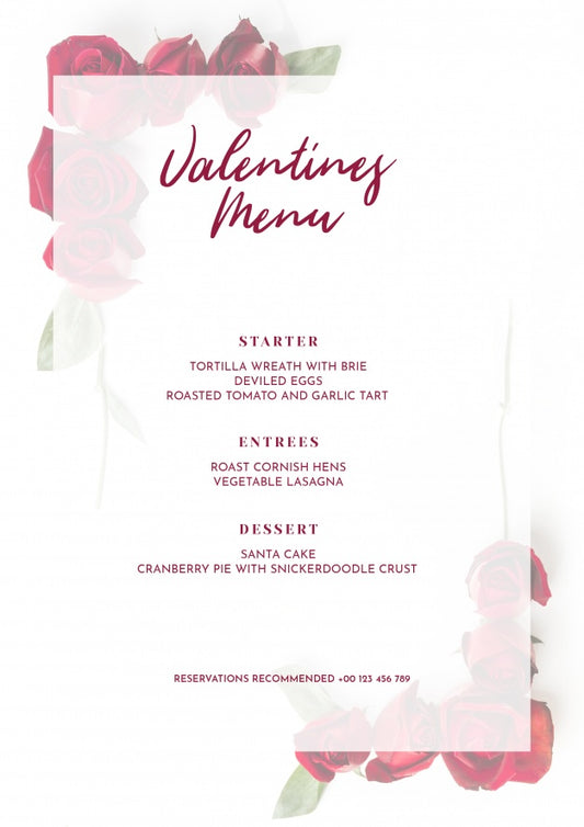 Free Valentines Day Menu Mockup Psd