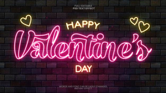 Free Valentines Day Neon Text Effect Psd