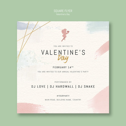 Free Valentine'S Day Pay Invitation Square Flyer Psd