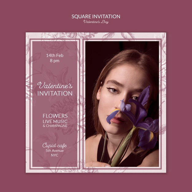 Free Valentine'S Day Square Invitation Concept Psd