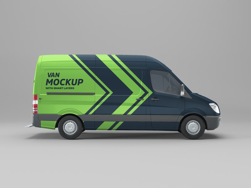 Free Van Side View Psd Mockup