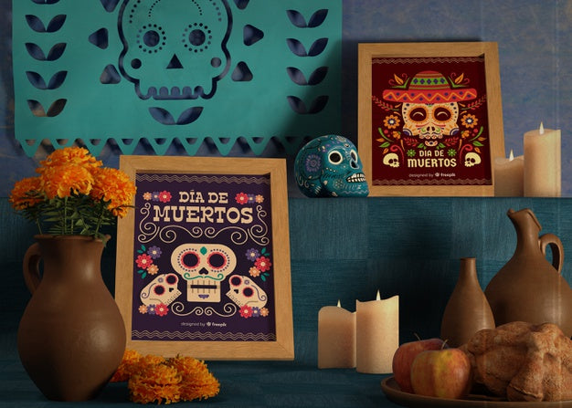 Free Variety Of Colours And Designs For Dia De Muertos Mock-Ups Psd