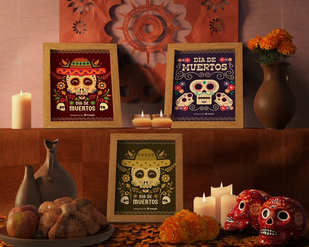 Free Variety Of Colours And Designs For Dia De Muertos Mock-Ups Psd