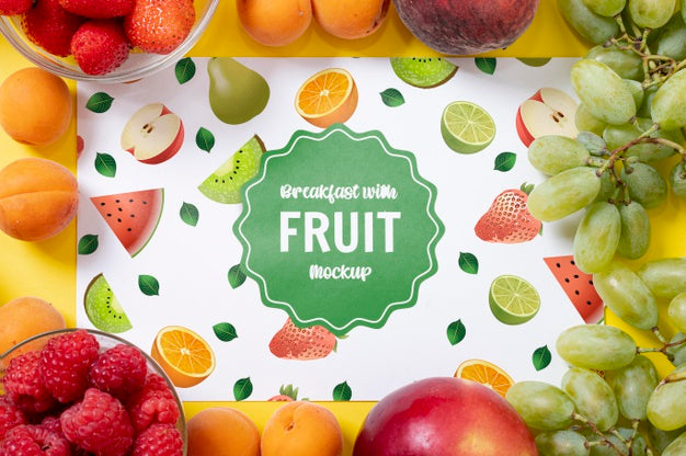 Free Various Fruit For Breakfast Mock-Up Psd