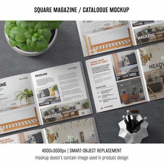 Free Various Square Magazine Or Catalogue Mockups Psd