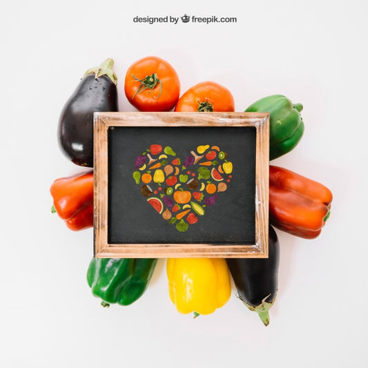 Free Vegetarian Mockup With Slate Psd