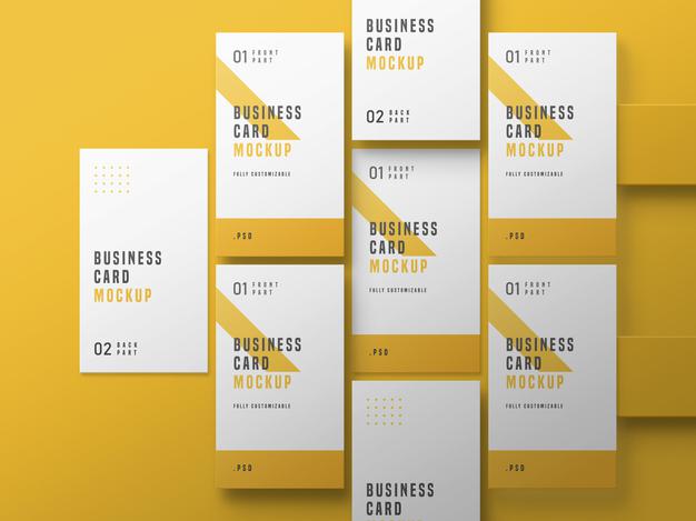 Free Vertical Business Card Set Mockup Psd