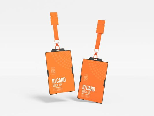 Free Vertical Id Card With Holder Mockup Psd