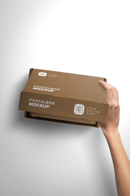 Free Vertical Mockup Hand Opening Postal Box Closeup Lid Psd