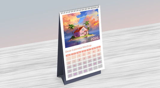 Free Vertical Table / Desktop Calendar Mockup Psd