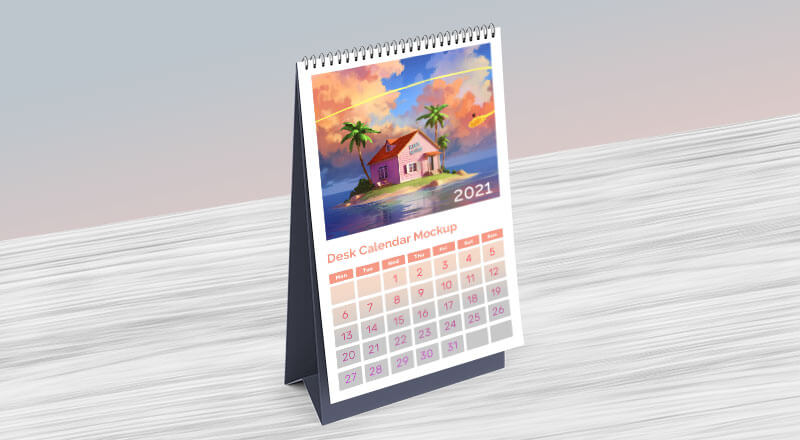 Free Vertical Table / Desktop Calendar Mockup Psd