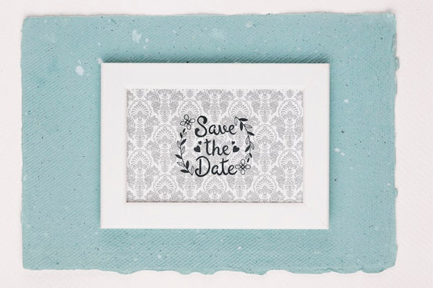 Free Vintage Design For Save The Date Mock-Up Psd
