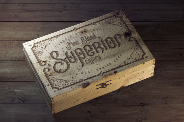 Free Vintage Wooden Box Mockup Psd