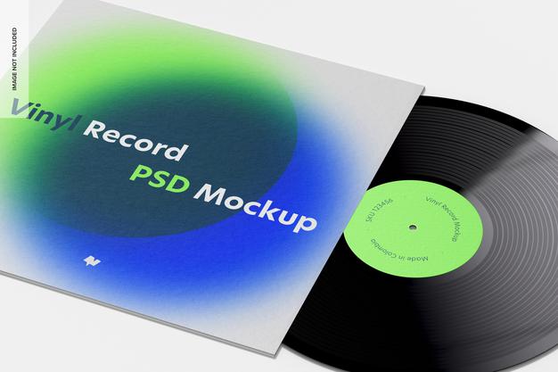 Free Vinyl Record Mockup, Close Up Psd