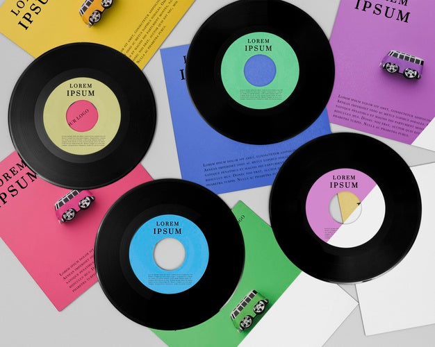 Free Vinyl Records Mock-Up Arrangement Psd