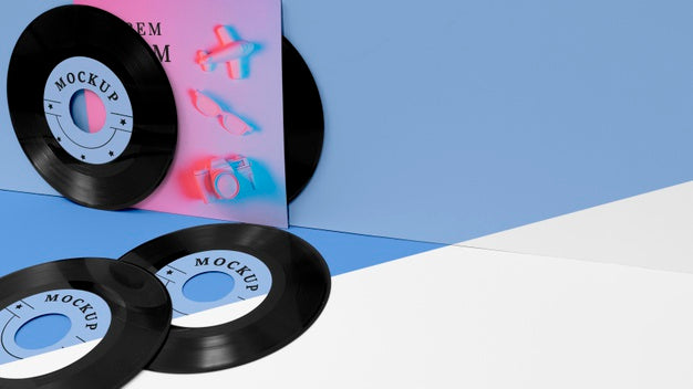 Free Vinyl Records Mock-Up Assortment Psd