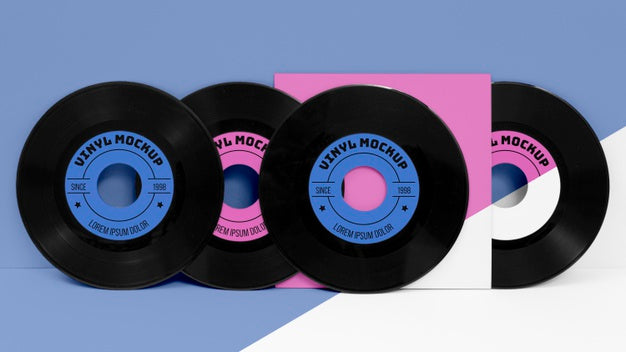 Free Vinyl Records Mock-Up Assortment Psd