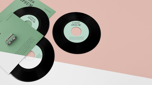 Free Vinyl Records Mock-Up Composition Psd