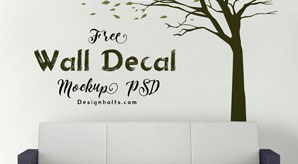 Free Vinyl Sticker / Wall Decal Mockup Psd