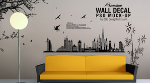 Free Vinyl Wall Art Decal / Sticker Mockup Psd File