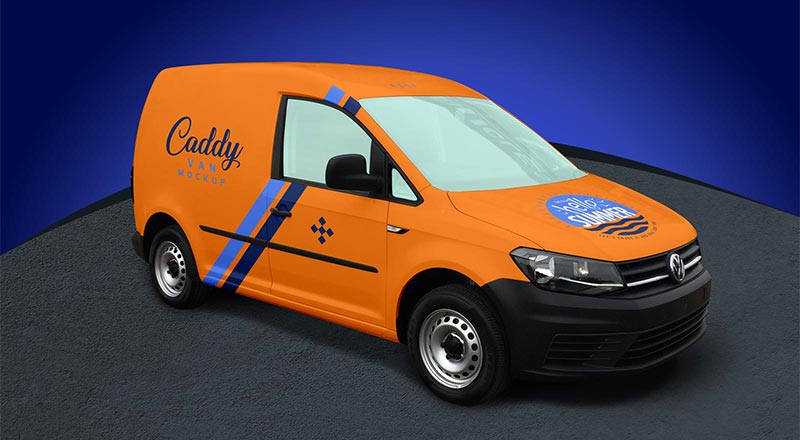 Free Volkswagen Caddy Van Vehicle Mockup Psd