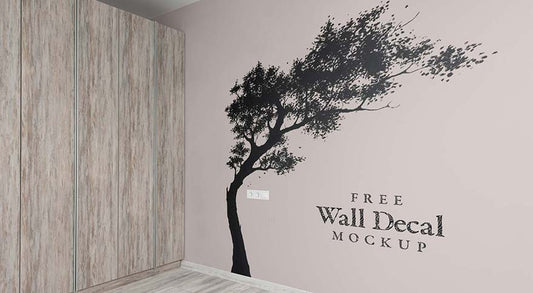 Free Wall Art Decal / Sticker Mockup Psd