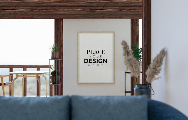 Free Wall Art Mockup, Canvas Frame In Living Room Psd