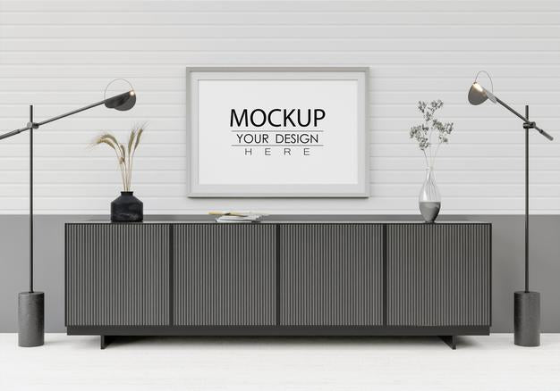 Free Wall Art Mockup, Canvas Frame In Living Room Psd