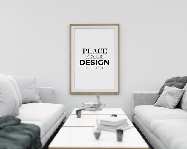 Free Wall Art Mockup, Canvas Frame In Living Room Psd