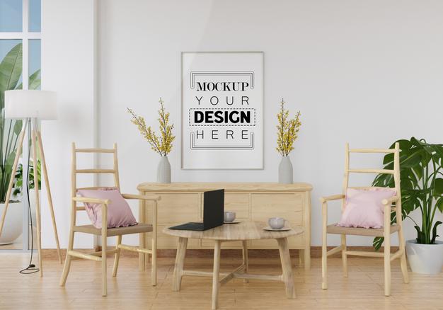 Free Wall Art Mockup, Canvas Or Picture Frame In Living Room Psd