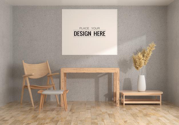 Free Wall Art Or Picture Frame In Living Room Mockup Psd