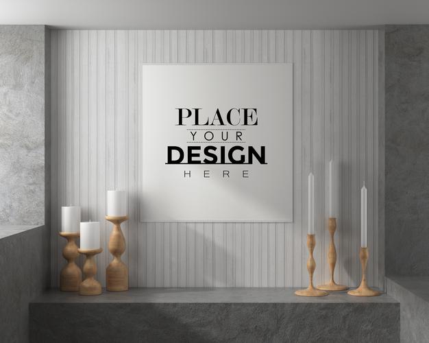 Free Wall Art Or Picture Frame In Living Room Mockup Psd