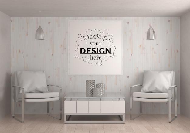 Free Wall Art Or Picture Frame In Living Room Mockup Psd