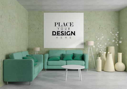 Free Wall Art Or Picture Frame In Living Room Mockup Psd