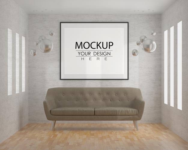 Free Wall Art Or Picture Frame In Living Room Mockup Psd