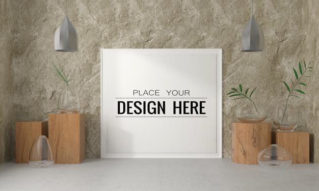 Free Wall Art Or Picture Frame In Living Room Mockup Psd