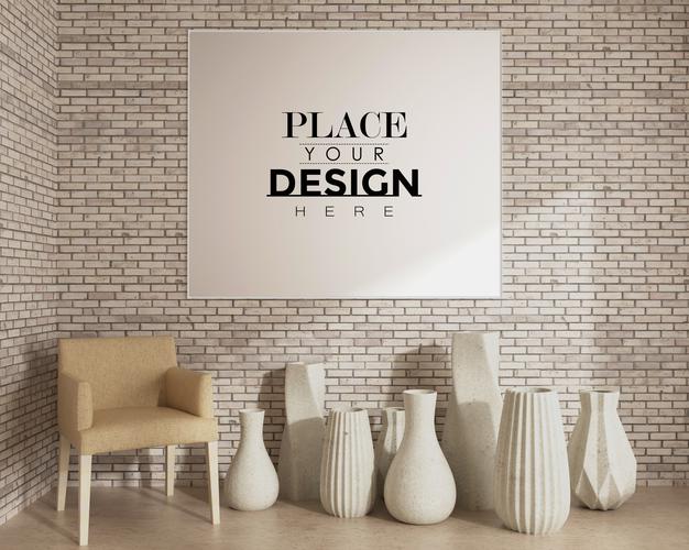 Free Wall Art Or Picture Frame In Living Room Mockup Psd