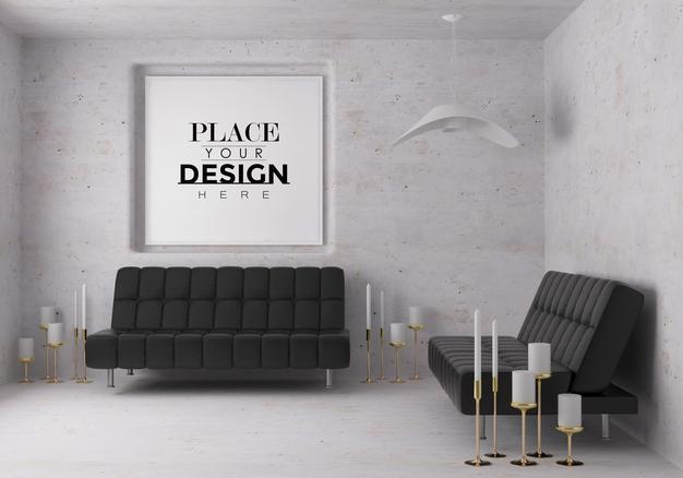 Free Wall Art Or Picture Frame In Living Room Mockup Psd